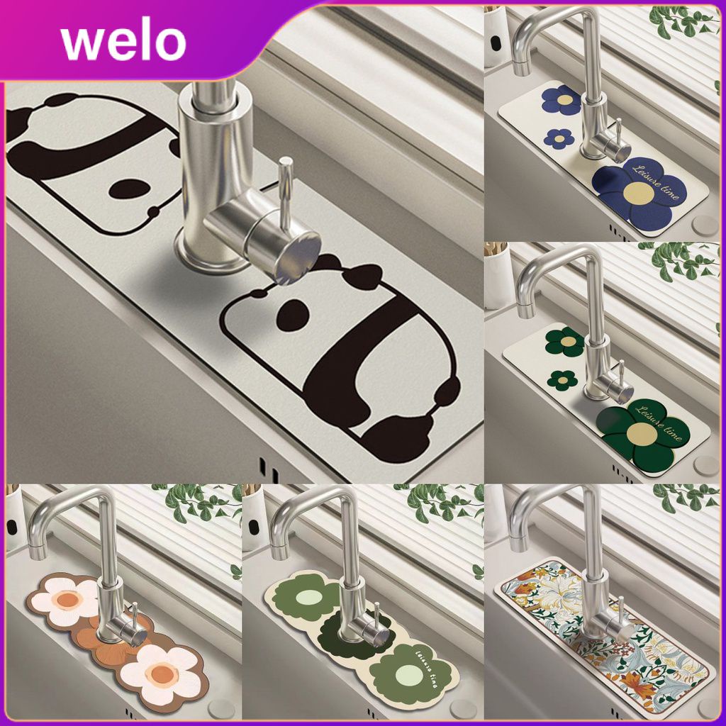 WELO 1pc Retro Flower Sink Faucet Drain Pad Classic Style Table Mat ...