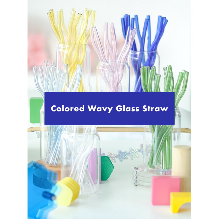 Colored Reusable Glass Straws, 8.7 X 8 mm Healthy Straw for