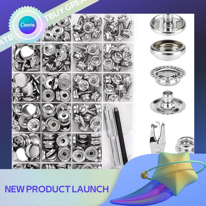 greatbuy Stainless Steel Canvas Snap Kit Marine Grade Stainless Steel