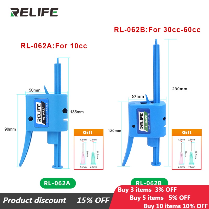 RELIFE RL-062A RL-062B Manual Glue Dispenser Needle Booster Universal ...