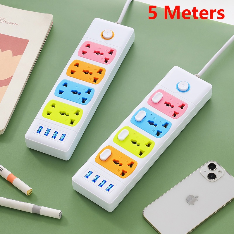 5M MultiFunction Socket Plug Power Strip Round Multiple Sockets ...