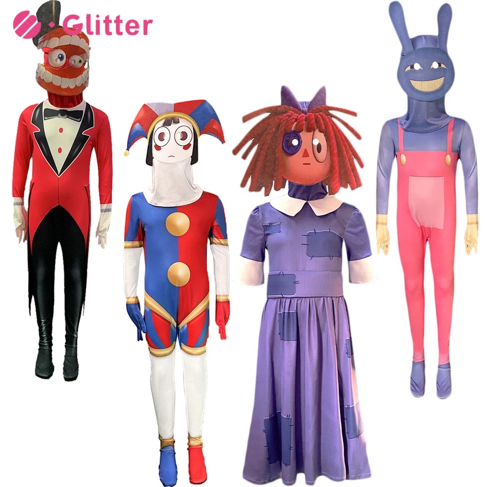 The Amazing Digital Circus Cosplay Costume For Kids Boy Girl Pomni Jax ...