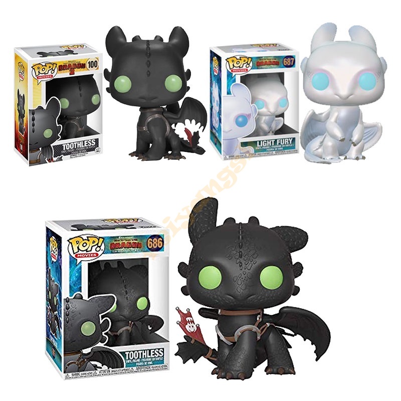 New Funko Pop How To Train Your Dragon 2 Figures Toothless Light Fury ...