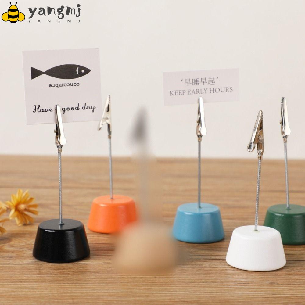 YANGMJ Card Note Holder Memo Clips Picture Cards Display Stand Wood
