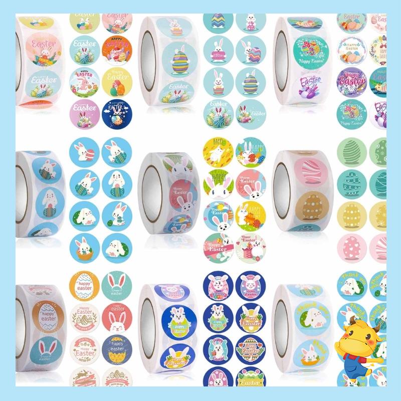 be> 500pcs Easter Stickers Happy Easter Egg Bunny Roll Sticker Sealing ...