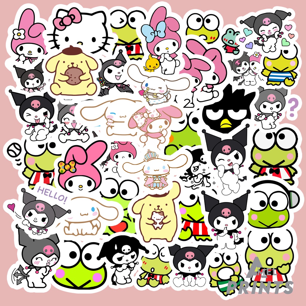 50 Pcs Sanrio Hello Kitty Kuromi Keroppi My Melody Pompompurin Sticker 