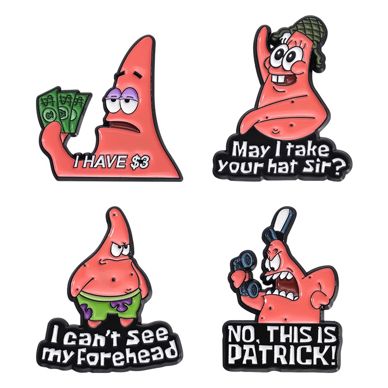 Cute Cartoon Animation SpongeBob SquarePants Enamel Brooch Patrick Star ...