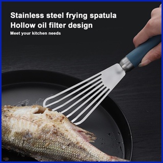 Slotted Turner, Stainless Steel Flipper Fish Shovel Fish Spatula,  Professional Fish Slice, Multi-Purpose Flexible Cooking Spatula, Silver