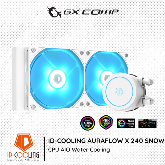 Id-cooling Auraflow X 240 Snow EVO RGB Sync | Aio Liquid Water Cooler ...