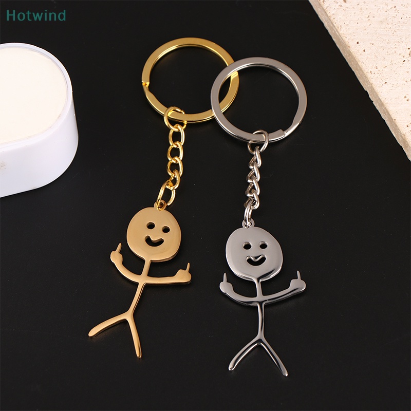 HW Funny Middle Finger Stickman KeychainPersonality Graffiti Stickman ...