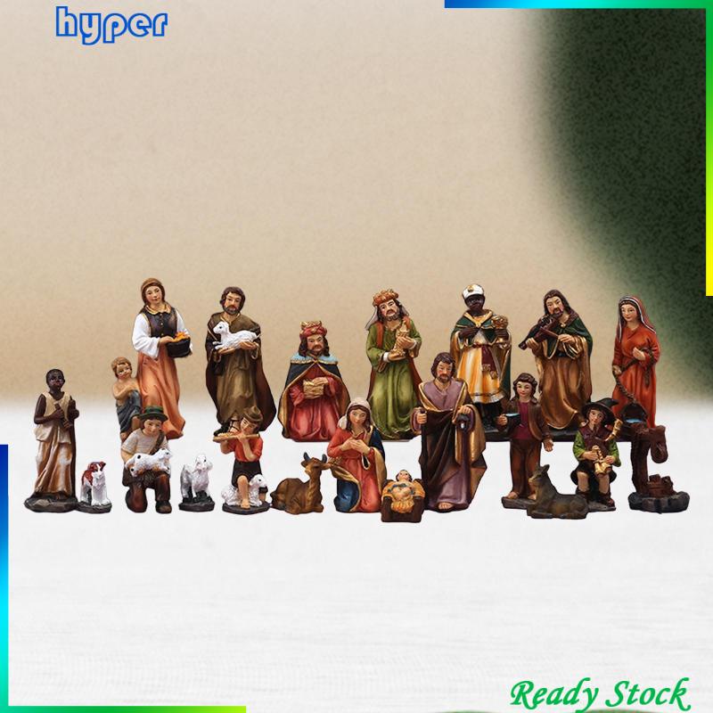 [ 20x Christmas Nativity Scene Figurine Set Jesus Manger Ornament