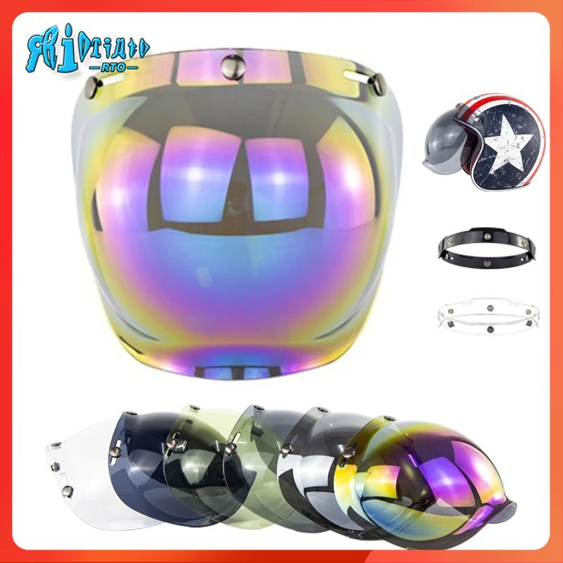 RTO Open Face Helmet Visor Bubble Flip Up Motorcycles Visor Capacete
