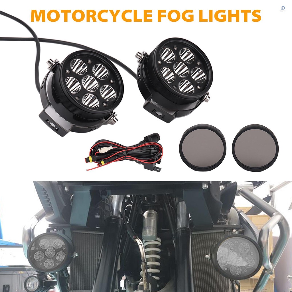 6LED Motorcycle Spotlights Universal Led Auxiliary Lights with Waterproof Switch,6000K 6000LM