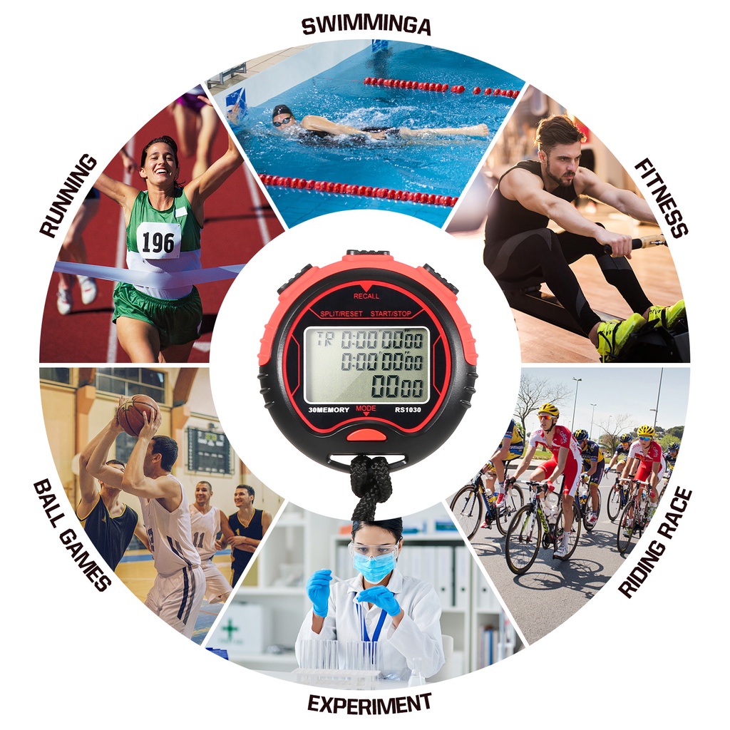 Professional Digital Stopwatch Timer Waterproof Digital Handheld LCD ...