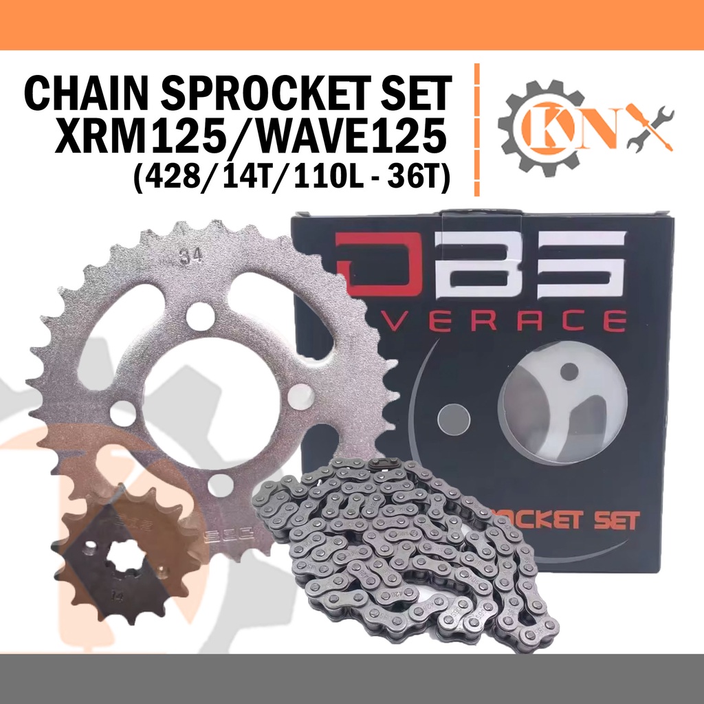 CHAIN & SPROCKET SET WAVE100 / WAVE125 / XRM110 / XRM125 | Shopee ...