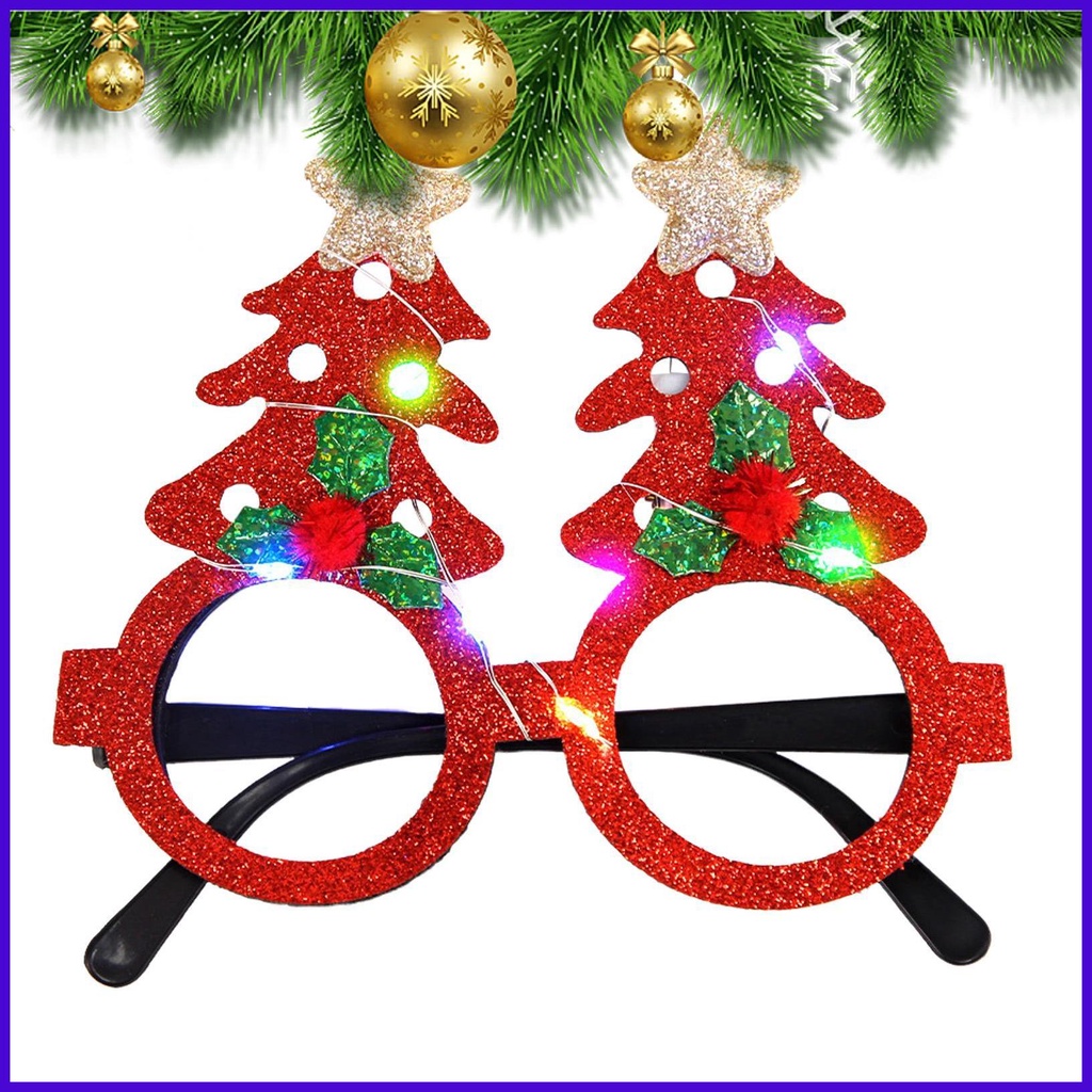 Christmas LED Glasses Frame Christmas Glasses Glitter Holiday Party ...