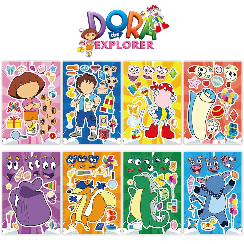 8 Sheets/set Cute Cartoon Dora The Explorer Series Puzzle Stickers for ...