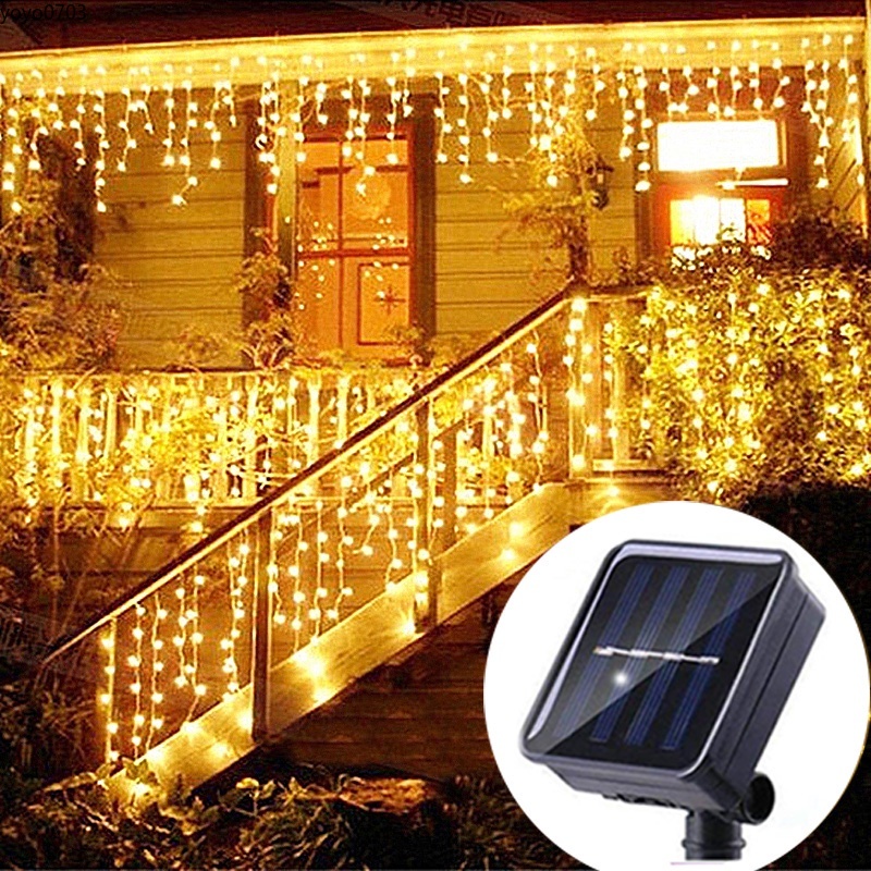 4M Solar Lamp Fairy String Lights Garland LED Curtain Icicle Light ...