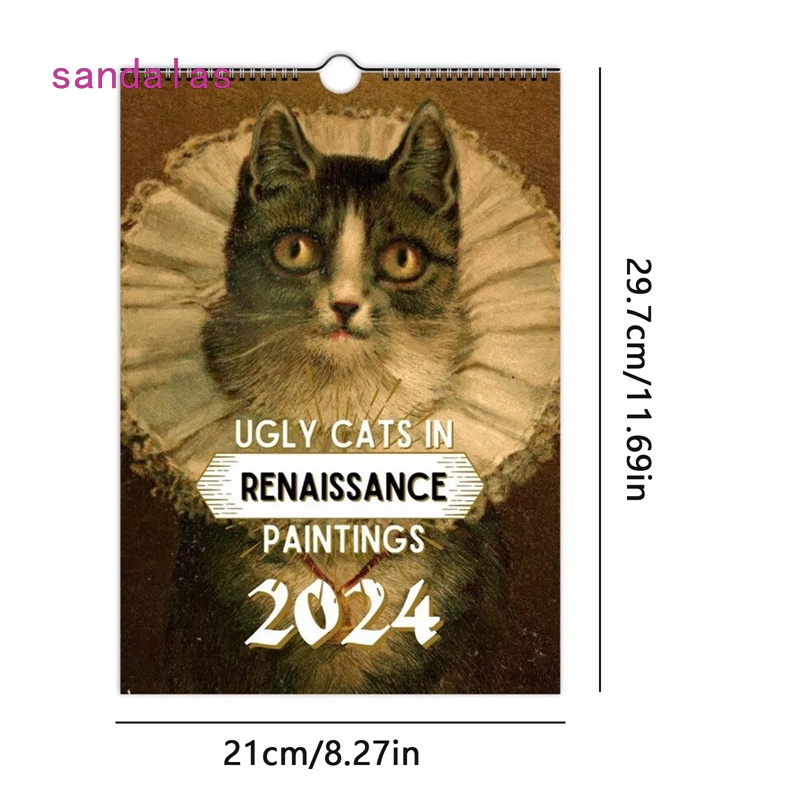 2024 Funny Renaissance Cat Calendar 12 Month Cat Calendars With Ugly