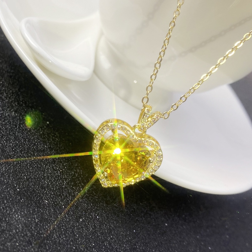 Necklace Plated 18K Gold Hearts Eight Arrows Colorful Treasure 3A ...