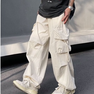 Comfy Solid Color High Waisted Cargo Pants Men Relaxed Fit Combat