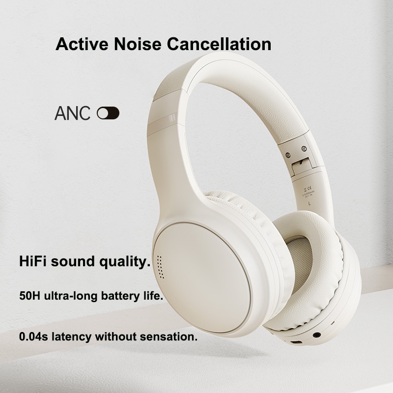 BT037 Active Noise Cancelling headphones ANC Wireless Bluetooth Headset ...