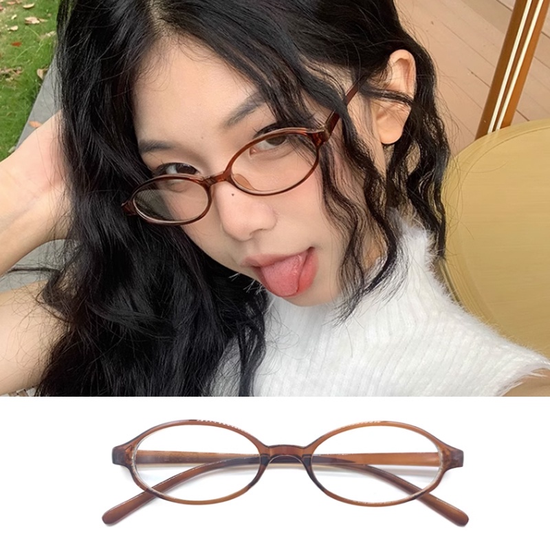 Vintage Y2k Gradual Green Narrow Oval Frame Eyeglasses For Women Clear Lens Eyewear Ornaments