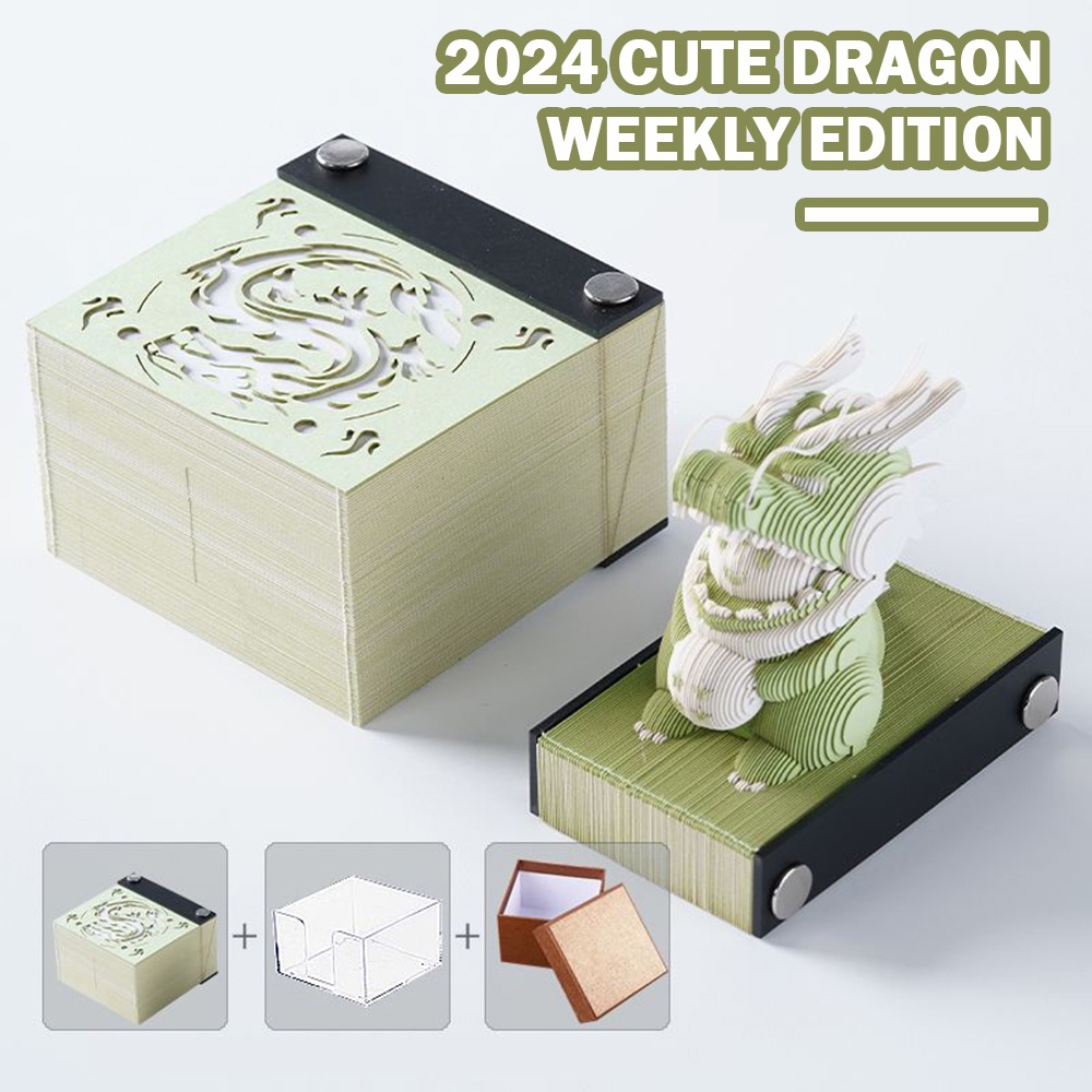 2024 Tear Away Calendar Dragons Sculpture Fashion Paper Carving Arts