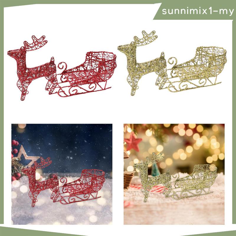 [sunnimixfamy] Elk Sleigh Ornaments Crafts Elegant Christmas Reindeer 