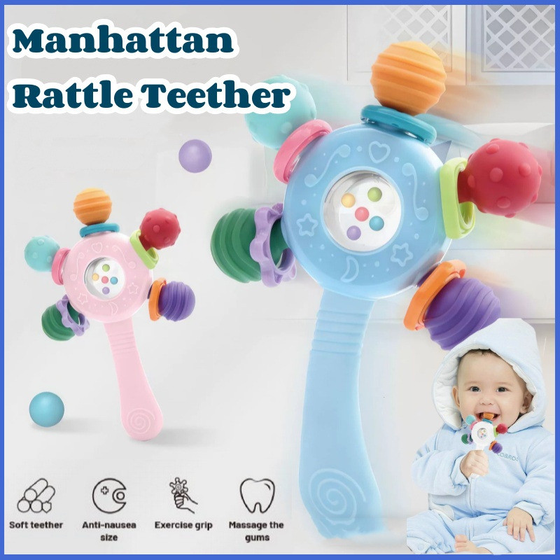 Hamanton Ball Baby Hand Bell Silica Gel Teether Toy Hand Grip Rattle ...