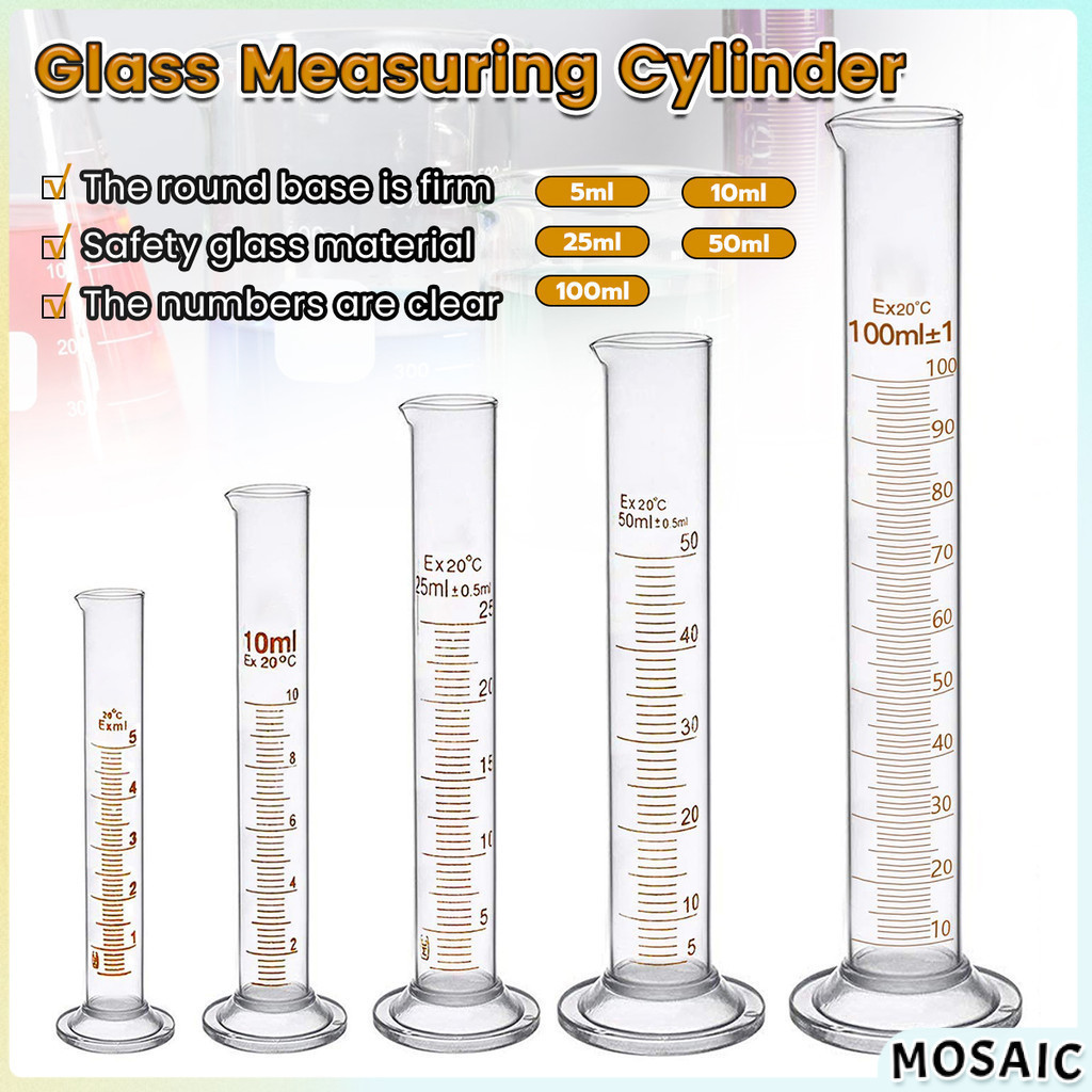 Mosaic Thick Glass Graduated Measuring Cylinder Laboratory Measure Tube ...