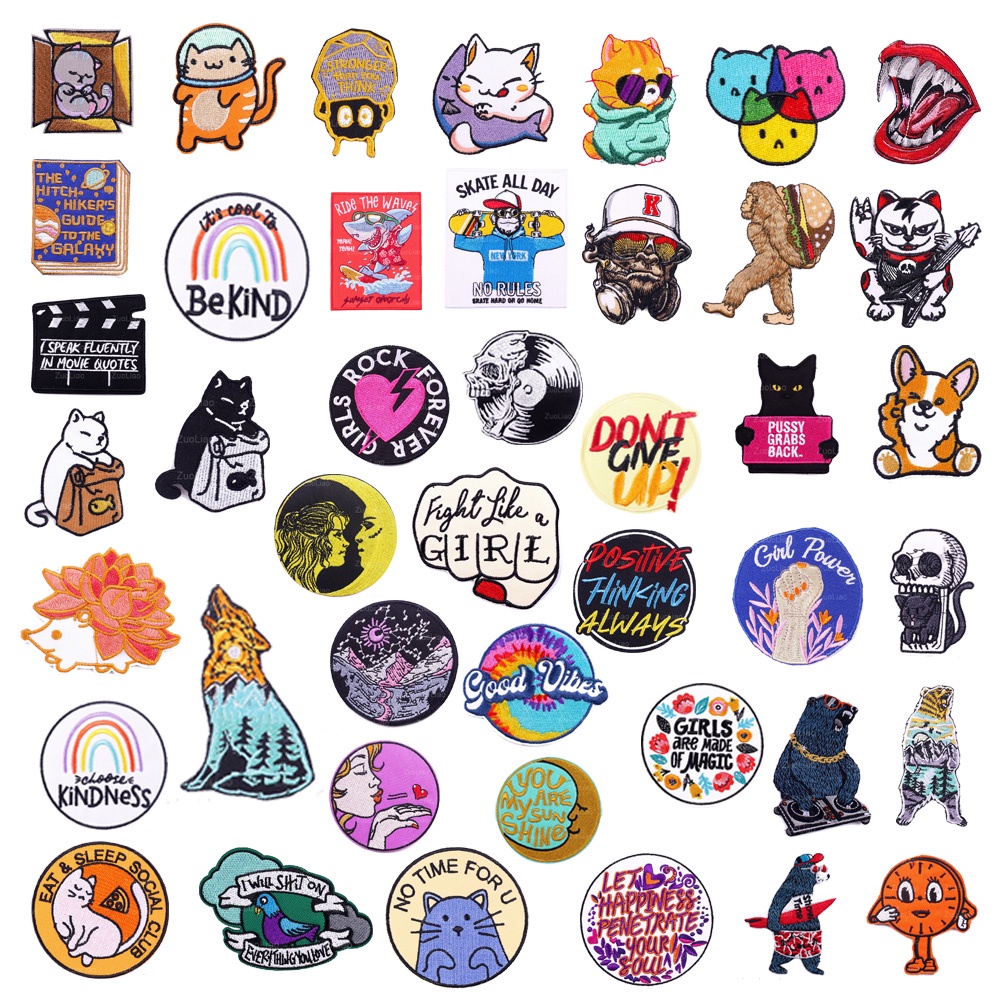 New Design Velcro Patch Skull Series Badge 3D Embroidery Unique Cat In Carton Backpack Sticker