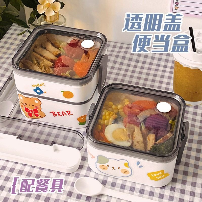 Lunch box office workers with meals lunch box microwave oven heating