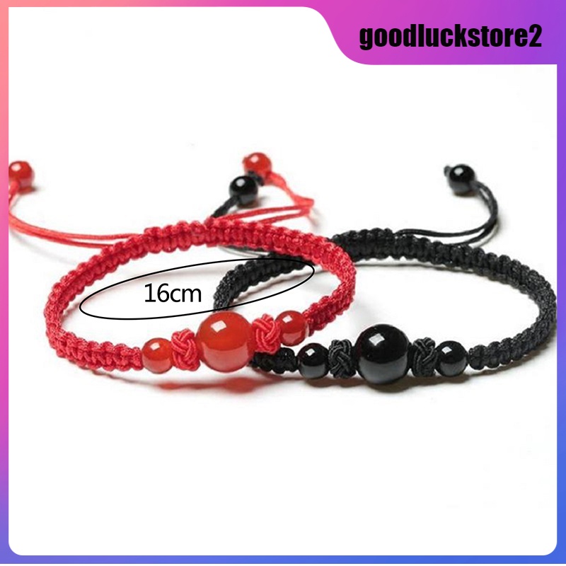 Red Beaded Bracelet String Halloween Lucky Charm Woven Knot Cotton Rope ...