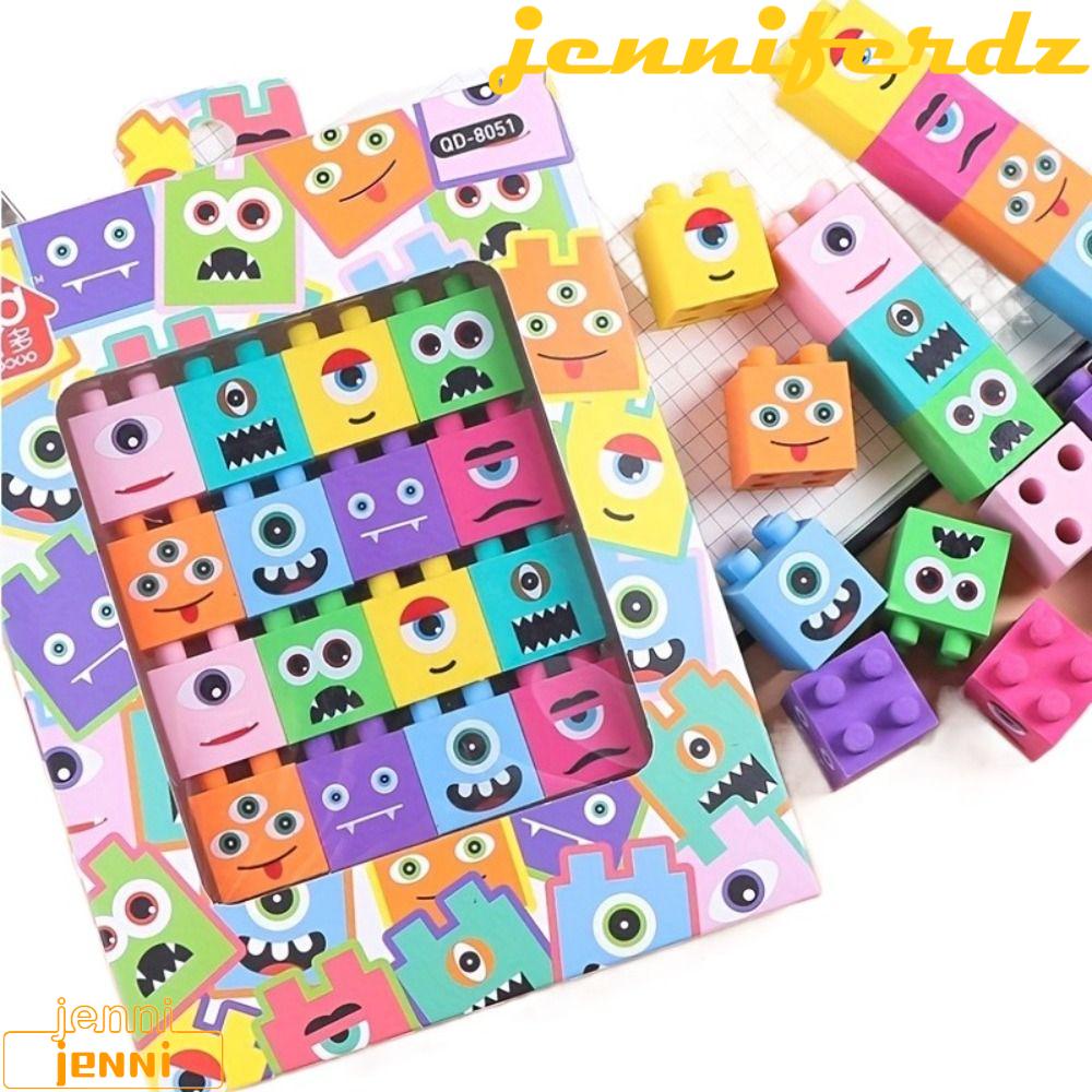 JENNIFERDZ Building Block Eraser, Cartoon Creative Little Beast Eraser