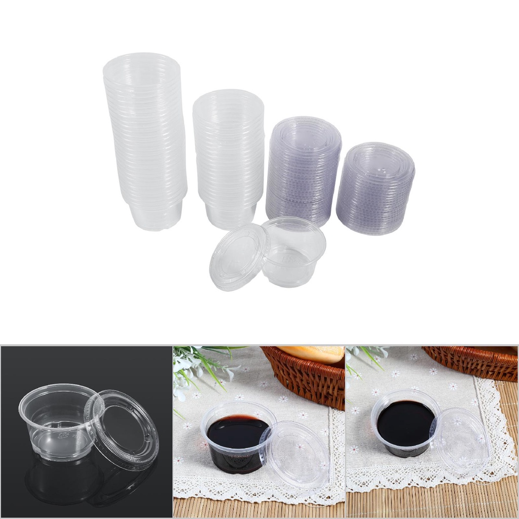 TIM-50Pcs Disposable Plastic Clear Sauce Chutney Cups Boxes With Lid ...