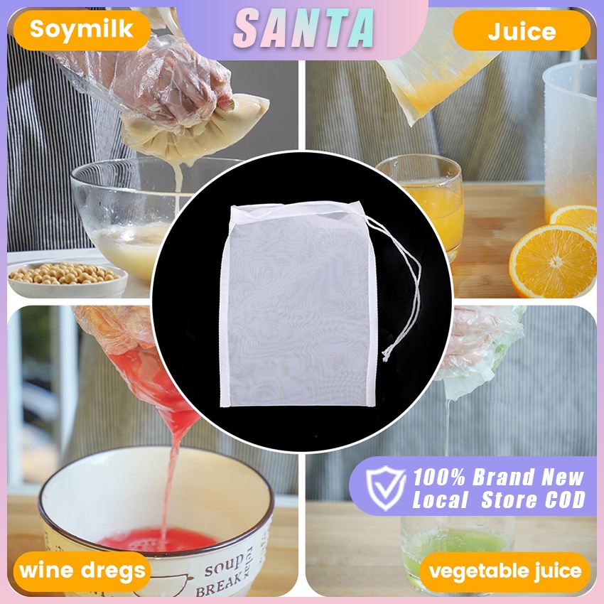 Reusable Cotton Cloth Bag Locking Spice Strainer Food Mesh Filter Bag