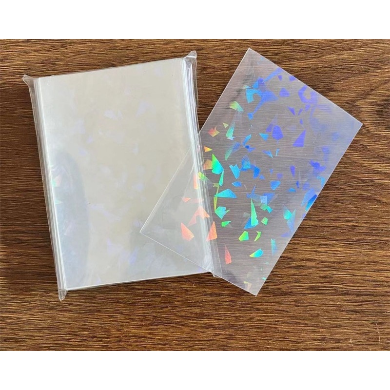 50pcs/set Transparent Seal Card Sleeves Laser Flashing Card Holographic