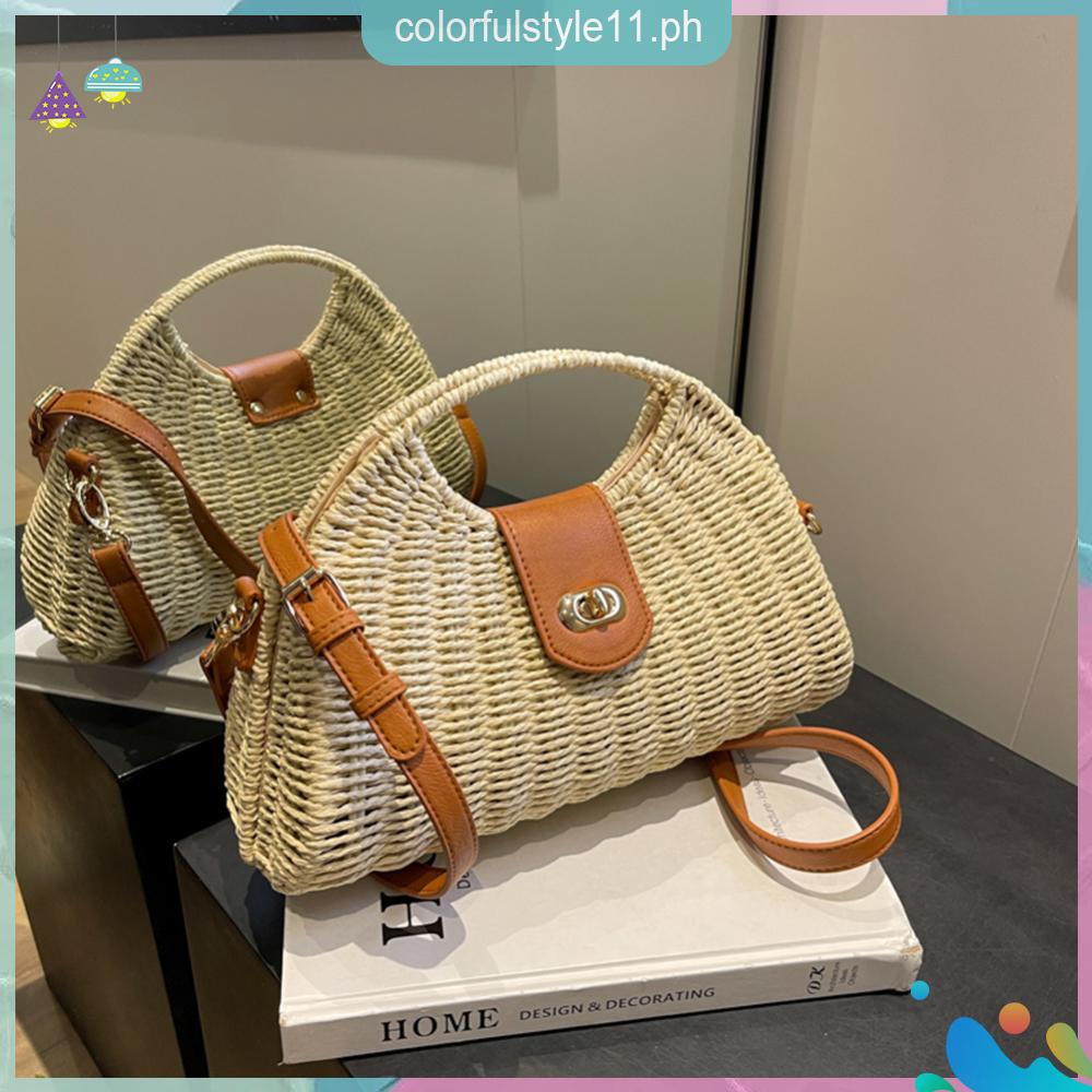 Colorfulstyle11 ★ Ladies Straw Shell Tote Bag Women Crossbody Bags ...