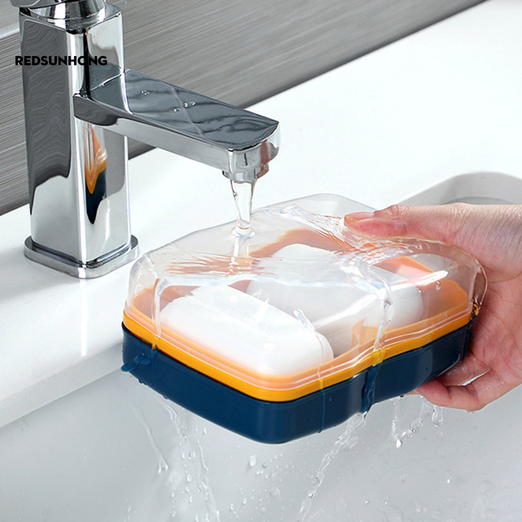 COD Soap Dish Dual Compartments Clear Dust-proof Lid Double Layers ...