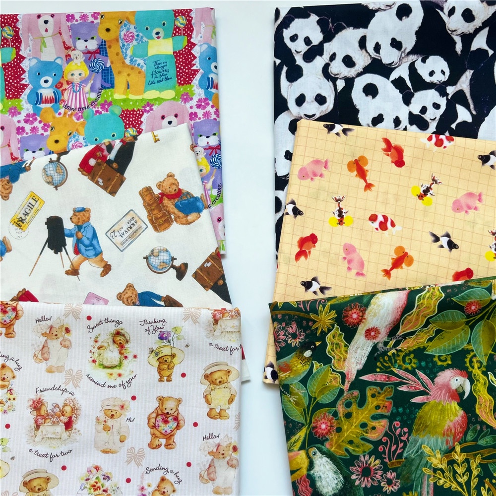 Cartoon Panda parrot 100% Cotton Fabric Patchwork Sewing Quilting ...