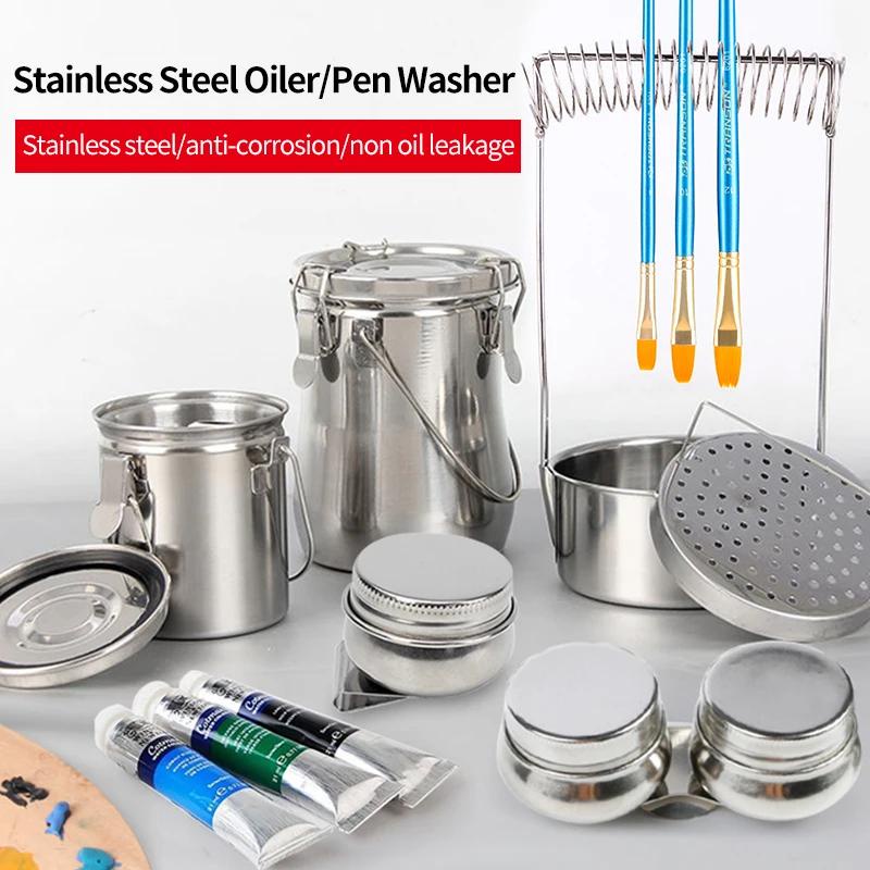 Art Painting Stainless Steel Pen-Washing Bucket Sealed Portable Pen ...