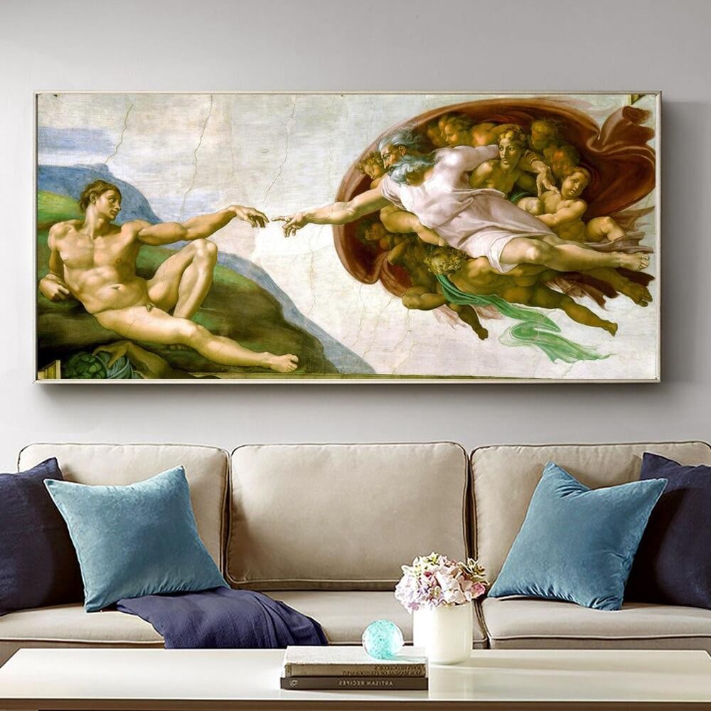Sistine Chapel Ceiling Fresco of Michelangelo Creation of Adam Poster ...