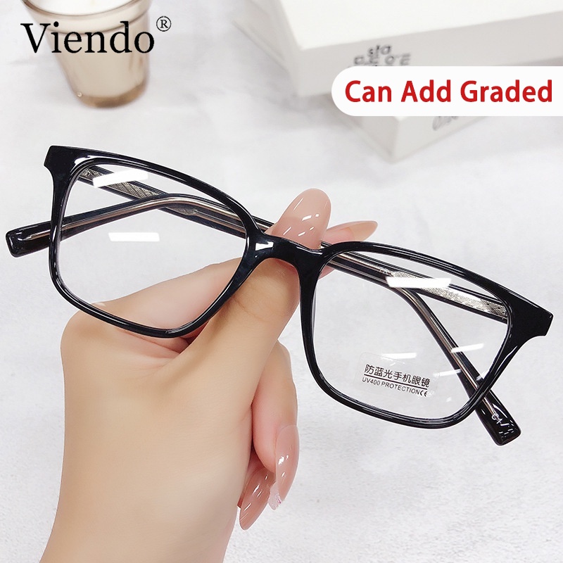 VIENDO Anti Radiation Photochromic Eye Graded Glasses For Women Men  Replaceable Lens Auto Color Changing Sunglasses Flexible TR90 Square  Transition