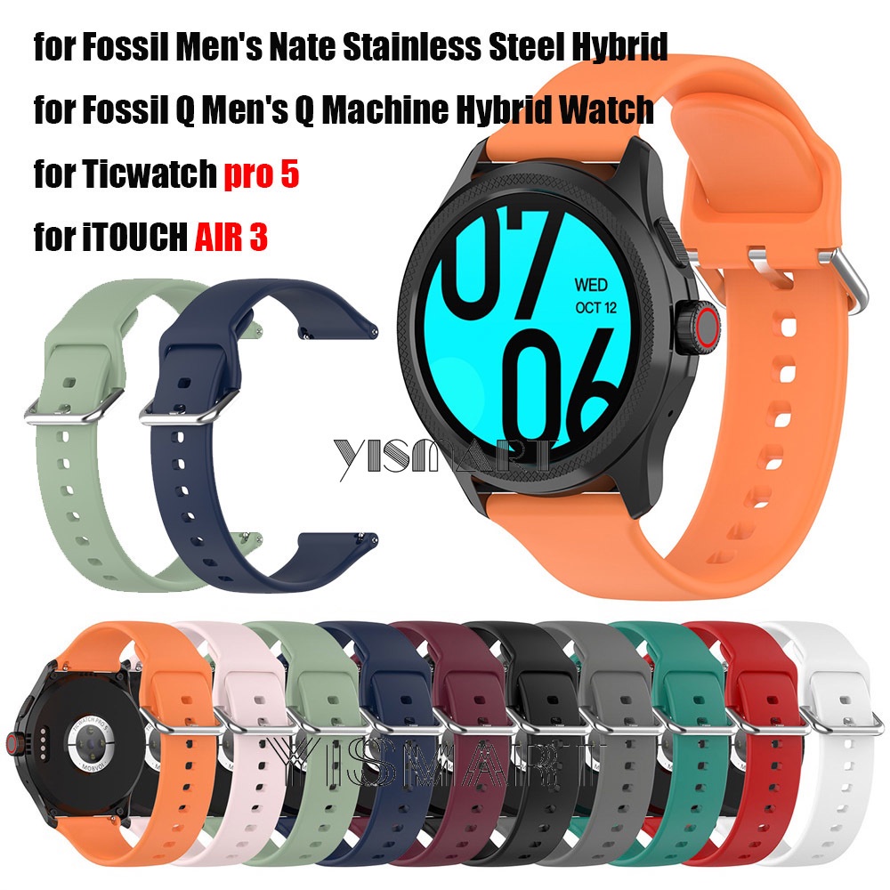 24mm Silicone Strap for Ticwatch Pro 5 Sports Replacement Band for ITOUCH AIR 3 Fossil Men s Nate Machine Hybrid Watch Wristband