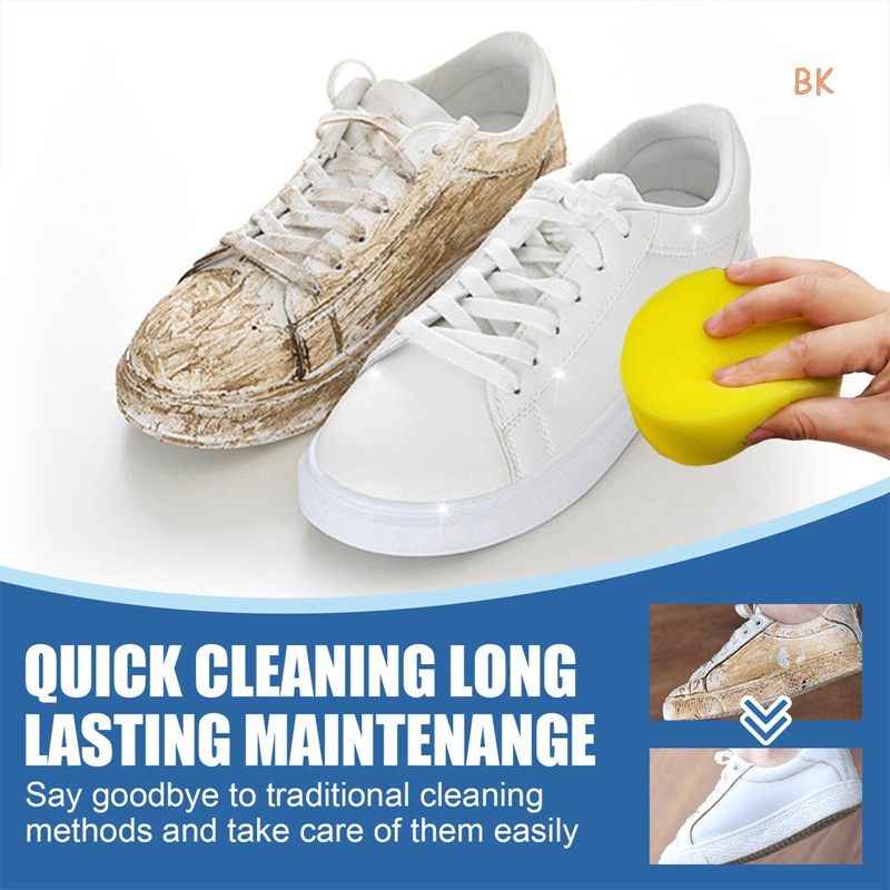 White Shoe Cleaning Cream Sneaker Stain Cleaning Cream Shoes Whitening  Cleansing Tool with Wipe Sponge for