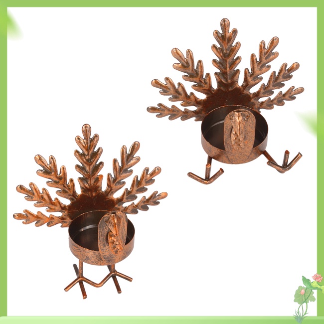 MY Metal Turkey Candle Holders Thanksgiving Candlestick Table