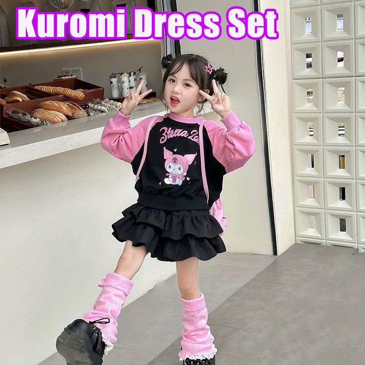 Newly Arrived Sanrio Series Hoodies Dress Set for Kids Kuromi Tutu