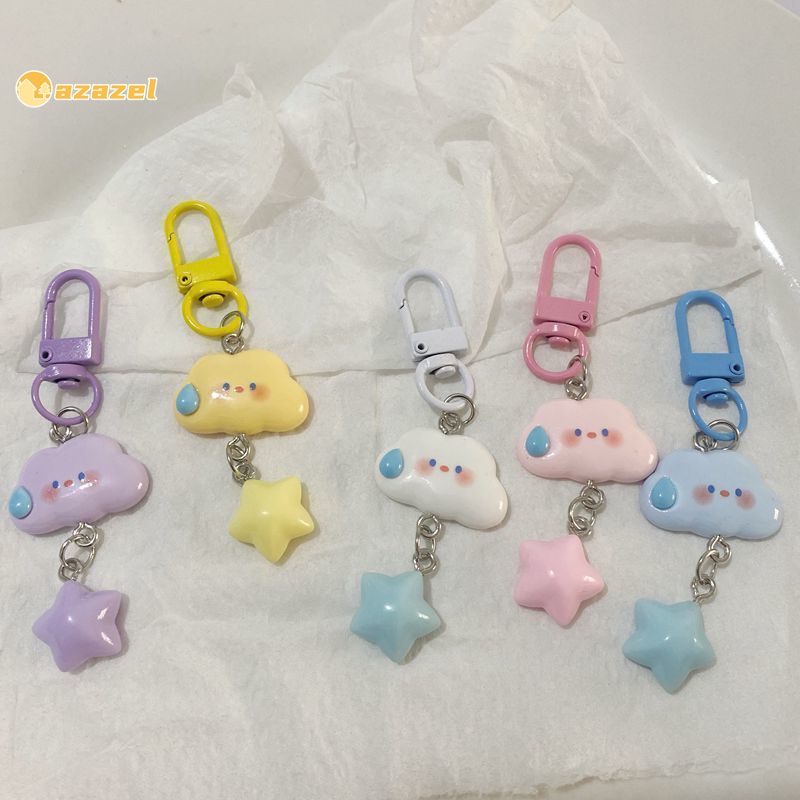 Cute Cloud Keychain Colorful Star Key Ring Schoolbags Pendant ...