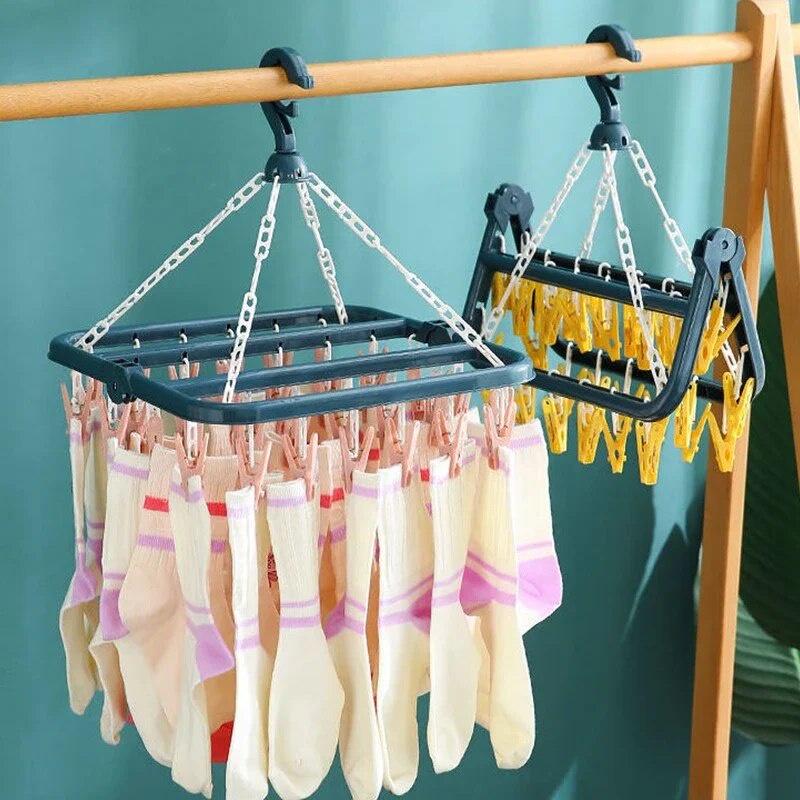Mimi Clothes Socks Drying Rack Clip Hanger for Socks and Underwear 32